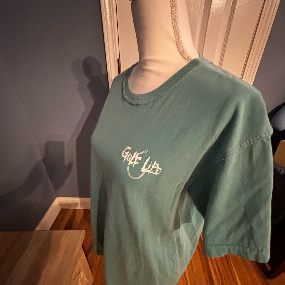 New Gulf Life Teal Graphic T-Shirt Protect the Gulf Coast Turtles